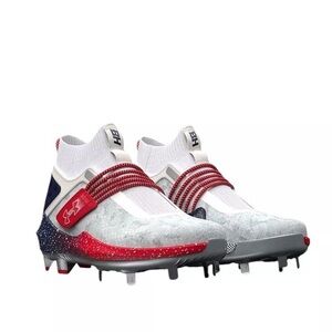 Under Armour Harper 8 Low USA ST Baseball White Navy 3026590 100 metal-NWOB